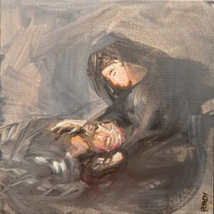 Buy Original and Affordable Filipino Art 40 Pieta - 8in x 8in acrylic on canvas - Fr Roy Quesea