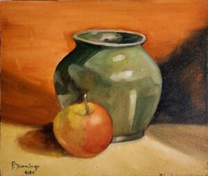 A jar and an apple